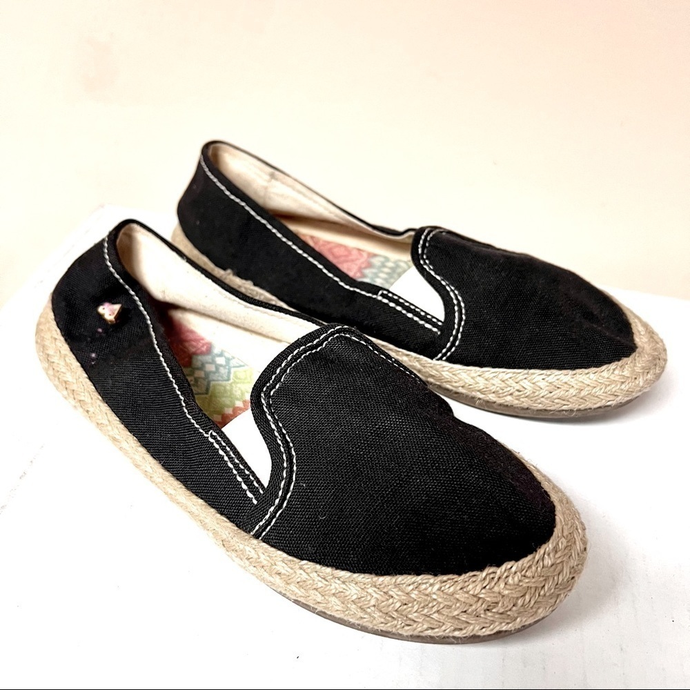 ROXY Redondo Jute espadrilles Slip On Shoes charcoal canvas womens size 7